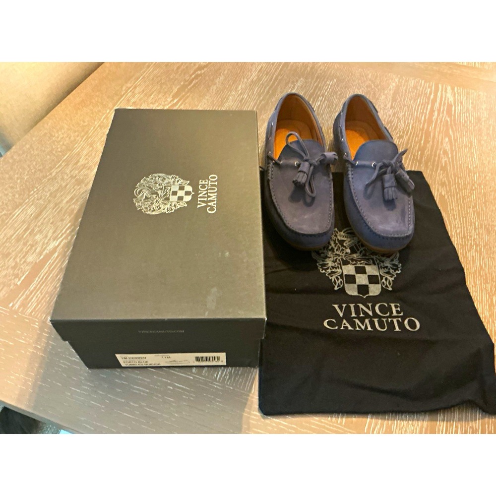 Vince Camuto VM-DERBEN Porto Blue Nubuck Tassel Loafer Men's US 11 M